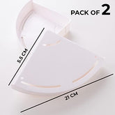 Kuber Industries Bathroom & Kitchen Organizer With Towel Hanger Hooks|Multipurpose Corner Wall Shelves|Self-Adhesive PP|Pack of 4|A2910|White